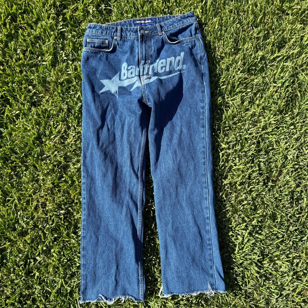 Blue Denim Jeans with Graphic Print